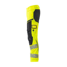 Nohavice s vreckami na kolenách, nohavice ULTIMATE STRETCH, hi-vis žltá/čierno-modrá