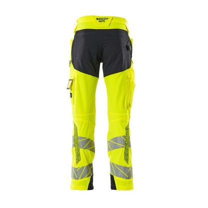 Nohavice s vreckami na kolenách, nohavice ULTIMATE STRETCH, hi-vis žltá/čierno-modrá