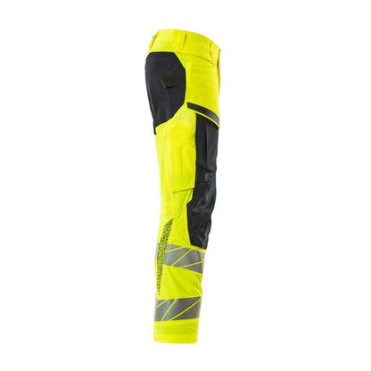 Nohavice s vreckami na kolenách, nohavice ULTIMATE STRETCH, hi-vis žltá/čierno-modrá