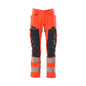 Nohavice s vreckami na kolenách, nohavice so strečovými vložkami, hi-vis červená/čierno-modrá