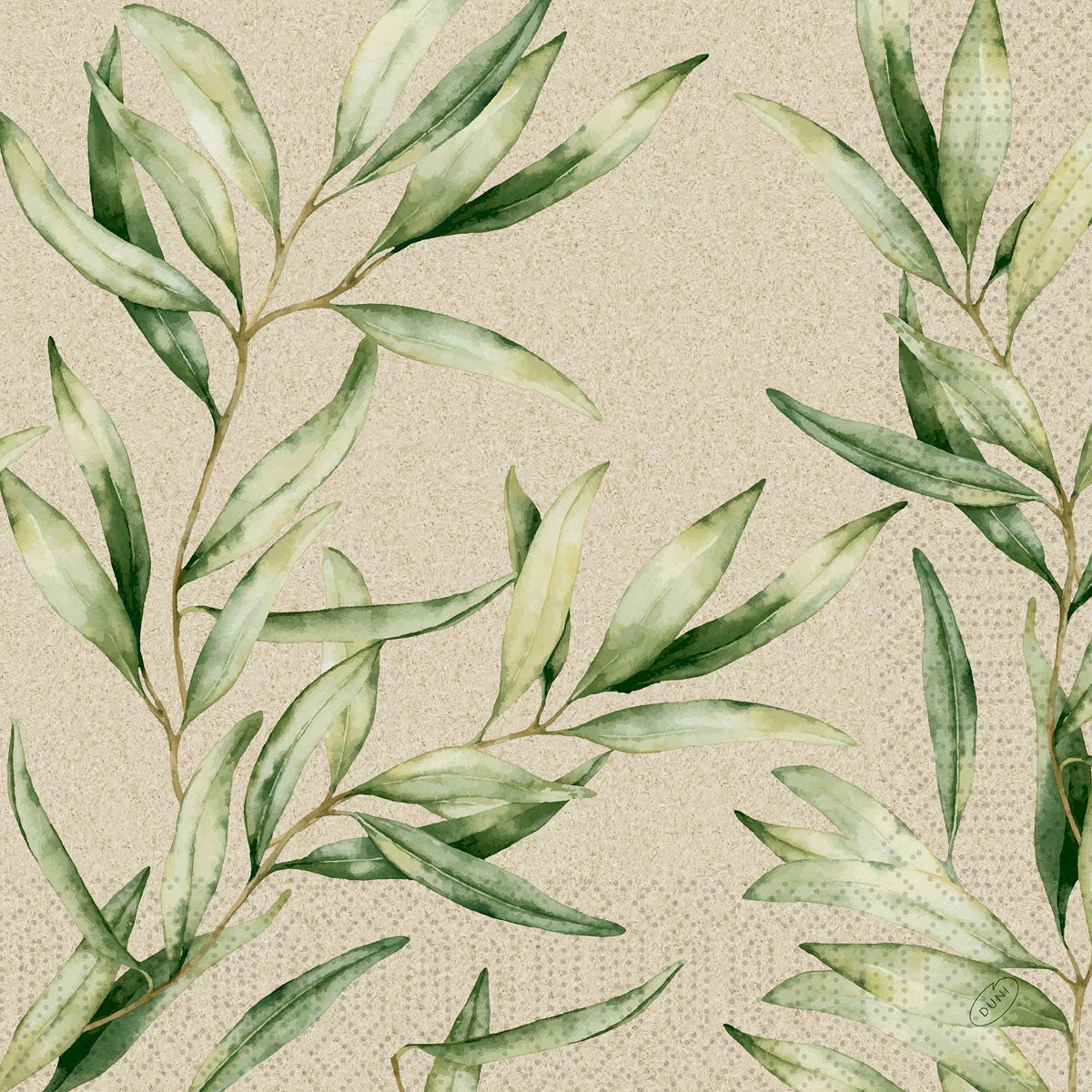 Tento akvarelový dizajn lístia s elegantnými zelenými listami na béžovom pozadí dodáva servítkam z celulózy 40 x 40 cm 3-vrstvové 1/4 sklad Foliage od Duni GmbH, balenie (250 kusov) botanický nádych. Perfektné pre prírodou inšpirovanú dekoráciu stola.