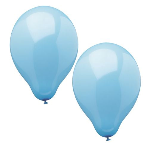 Zehn hochwertige PAPSTAR Luftballons (Ø 25 cm) in hellem Blau von PAPSTAR GmbH, glänzend und ideal verknotet – perfekt für stilvolle Dekorationen vor weißem Hintergrund.