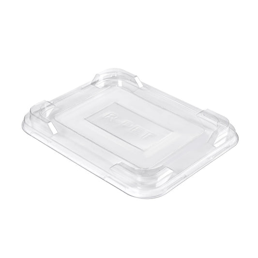 Der rPET Deckel für Fibre Trays Caterline von Duni GmbH ist ein klarer, rechteckiger Deckel (234x186x23 mm) aus transparentem rPET. Er hat gekerbte Ecken und hochgezogene Kanten für einen sicheren Sitz auf Fiber Trays. Geliefert in Packungen mit 220 Stück.