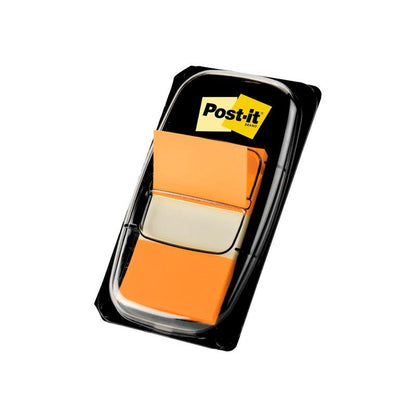 Balenie 3M Deutschland GmbH Post-it® Index lepiacich štítkov, štandard (25,4 mm x 43,2 mm), 50 kusov v čiernom dávkovači s viditeľným firemným štítkom, zobrazené na bielom pozadí.