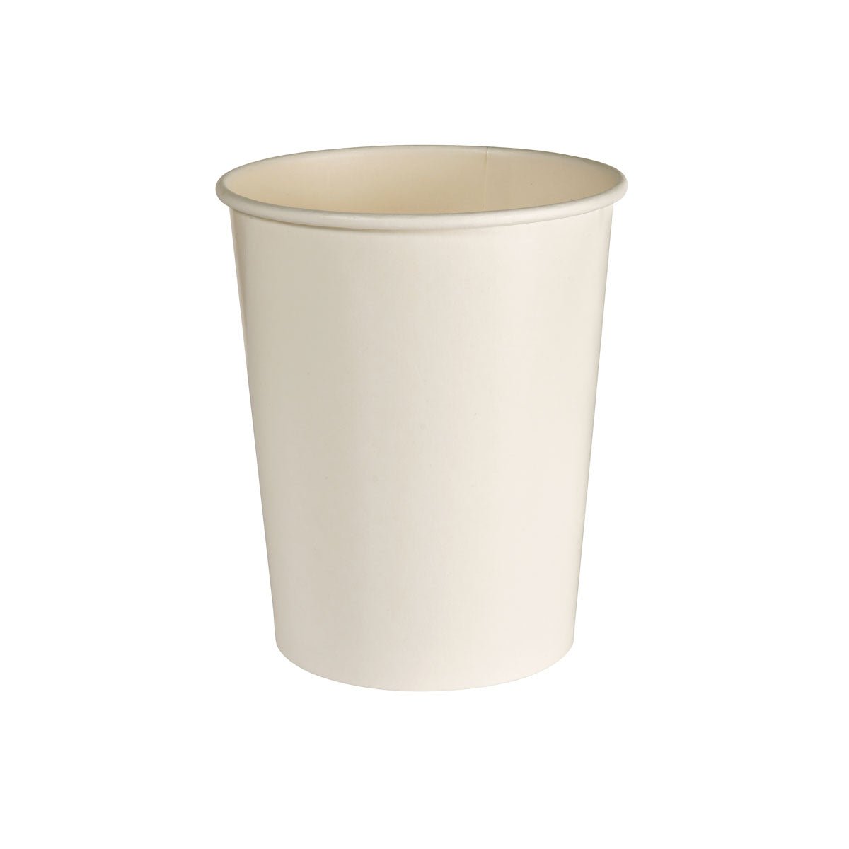 Pohár na polievku Basic biely kartón/PE od Duni GmbH je zobrazený vzpriamene a prázdny pred bielym pozadím - perfektný na polievky na cestách.