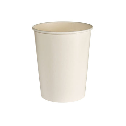 Pohár na polievku Basic biely kartón/PE od Duni GmbH je zobrazený vzpriamene a prázdny pred bielym pozadím - perfektný na polievky na cestách.