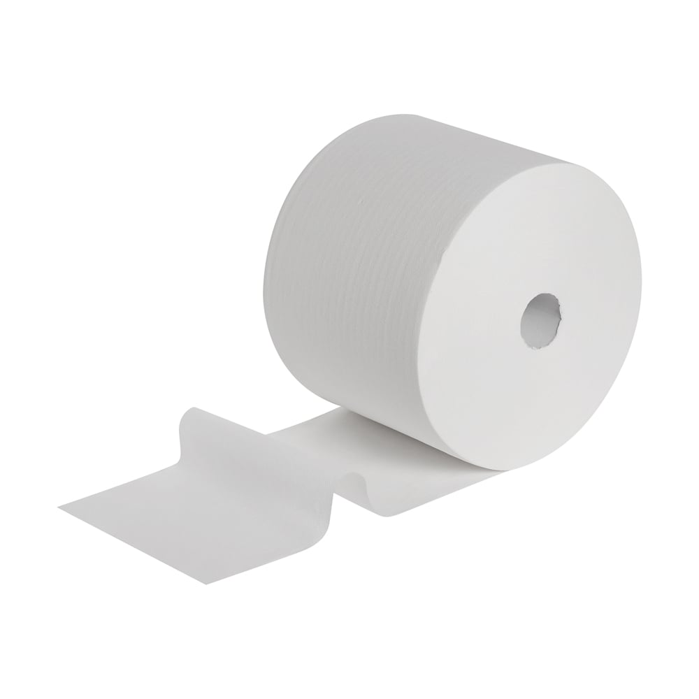 Veľká rolka utierok WypAll® L10 EXTRA v bielej farbe od Kimberly-Clark GmbH ponúka 1 rolku s 1500 utierkami - perfektné pre profesionálne čistenie v rôznych oblastiach.