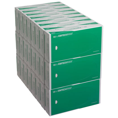Stoh 24 škatúľ precíznych utierok Kimtech® Science od Kimberly-Clark, biele 2-vrstvové s označením "100" - ideálne pre laboratóriá, ktoré okrem ochranných rukavíc potrebujú aj vysoko kvalitné precízne utierky.