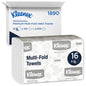 Kleenex® uteráky - MultiFold / Biele / Stredné od Kimberly-Clark GmbH: 16 balení x 150 listov (2 400 uterákov) v kartóne, ideálne pre umyvárne. Biele balenie s modro-šedým nápisom.
