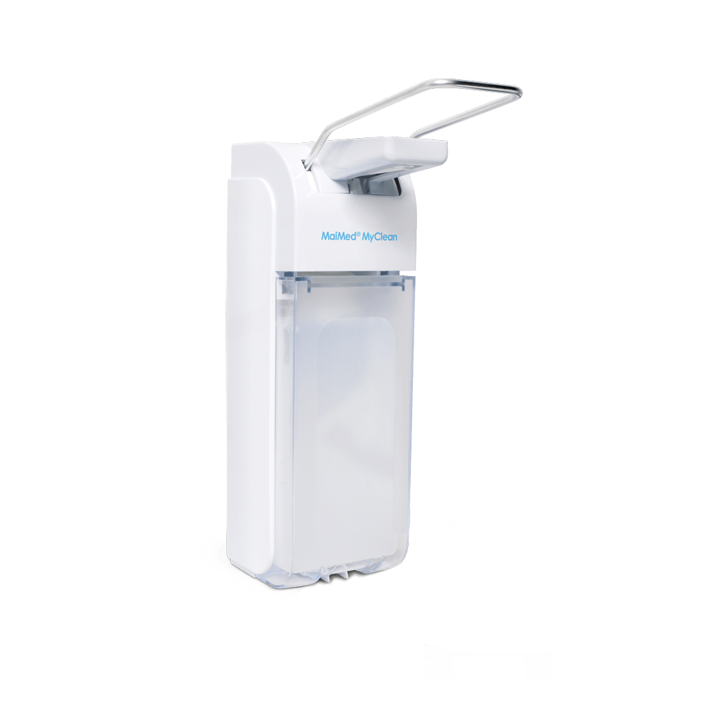 MaiMed MyClean univerzálny dávkovač plastový s ramenom páky biely na 500ml & 1l (vrátane 500ml adaptéra) | Fľaša (500 ml)