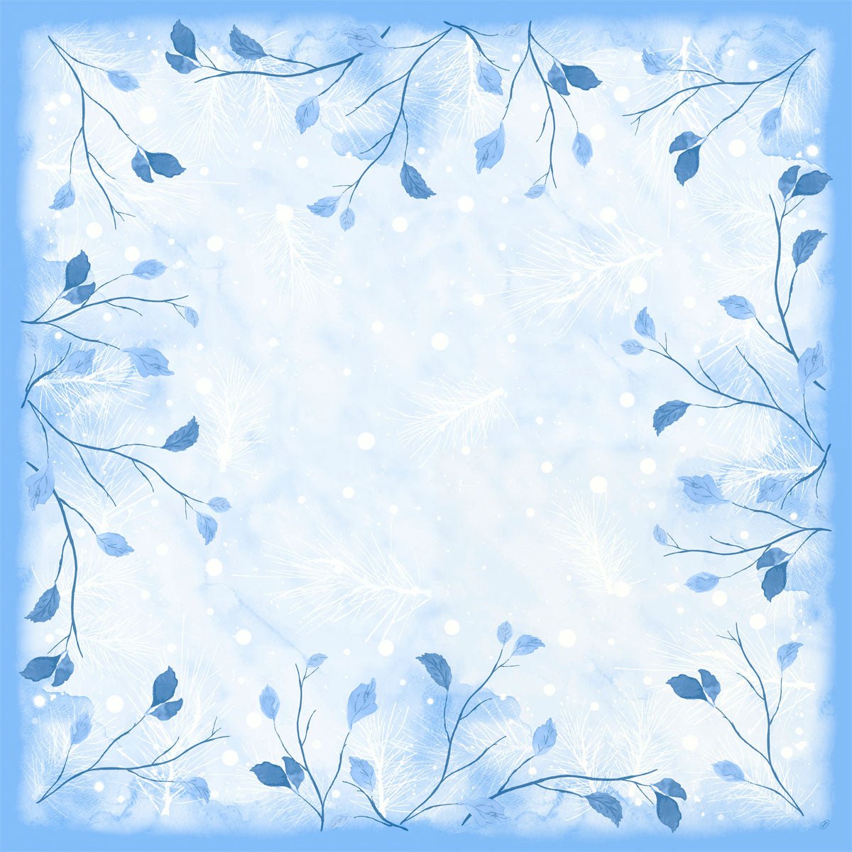 Dunicel stredový obrus 84x84cm Frosted Winter od Duni GmbH prichádza v jemných modrých odtieňoch s jemnými vetvičkami, modrými listami a roztrúsenými bielymi pierkami a bodkami pre veselý zimný vzhľad. Balenie: 20 kusov.