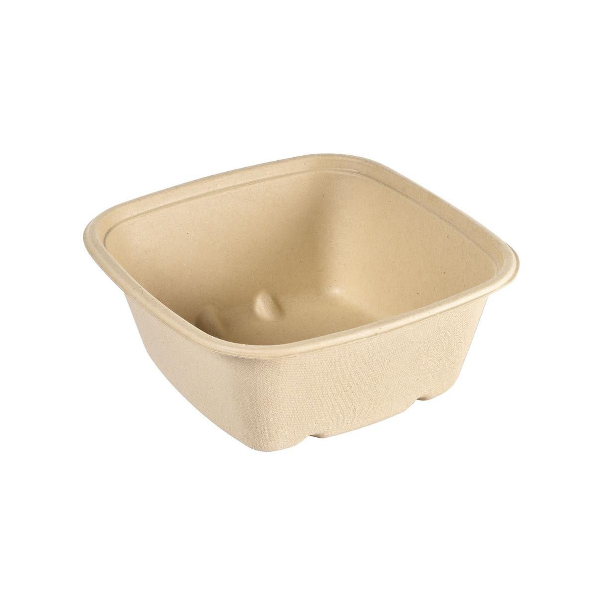 Jednoduchá, štvorcová Cube Bowl 1200 ml (181x181x73 mm), nepoťahovaná hnedá bagasa od Duni GmbH, s mierne zaoblenými hranami a štruktúrovaným povrchom, fotografovaná na bielom pozadí. Ekologická - ideálna pre udržateľné skladovanie potravín. Balenie: 40 kusov.