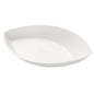 Miska Demo Piatto 140 ml - nenatieraná Biela Bagasse 175x104x35 od Duni GmbH, biela oválna jednorazová miska so zvýšenými okrajmi a jemne vyrazeným logom, je vyrobená z ekologickej bagasy. Zobrazené v balení s 35 kusmi na bielom pozadí.