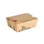 Alga Box 1200ml 120x110x62mm, hnedá | Kartón od Duni GmbH je uzavretá hnedá škatuľa s čiernymi botanickými ilustráciami a "Hej! Som pokrytý riasami!" na hornej klapke - ekologické balenie pre jedlo so sebou.