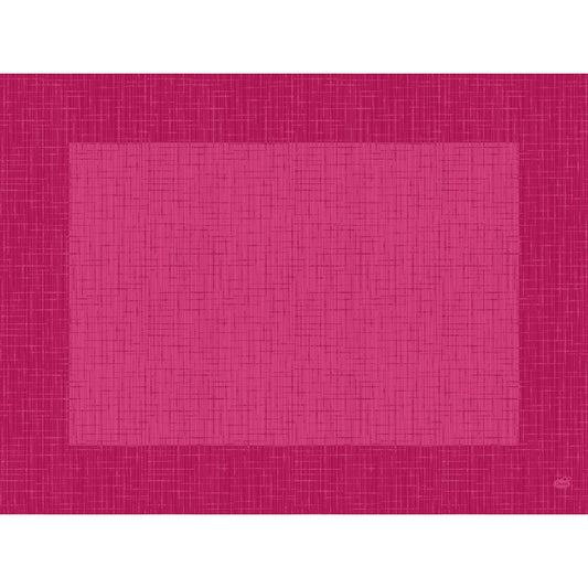 Die Bio-Dunicel-Sets 30x40 Linnea fuchsia der Duni GmbH sind hochwertige, rechteckige Tischsets in mittel- und dunkelrosa mit Kreuzschraffurmuster - perfekt für die Kombination mit biologisch abbaubaren Servietten für eine umweltfreundliche, geometrische Tischgestaltung.