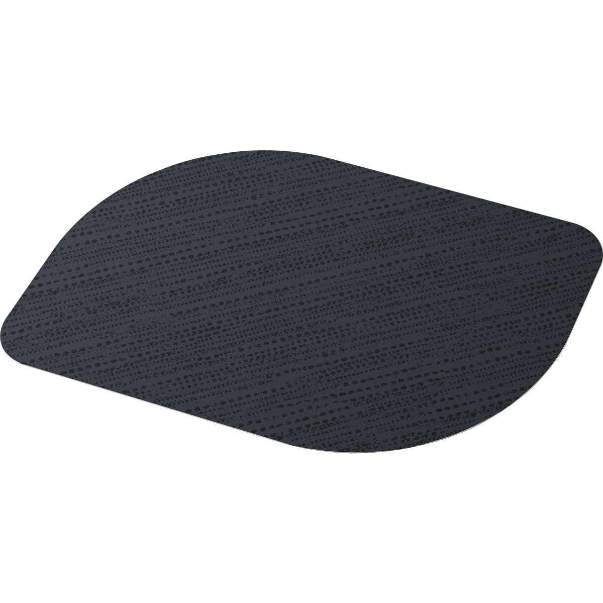 Fotografia zobrazuje jednu čiernu, oválnu Bio-Dunicel sadu 28x38cm (Stucco čierna) od Duni GmbH, vyrobenú z recyklovaného papiera a odfotenú na bielom pozadí. Balenie obsahuje 100 kvalitných stolových prestieraní.