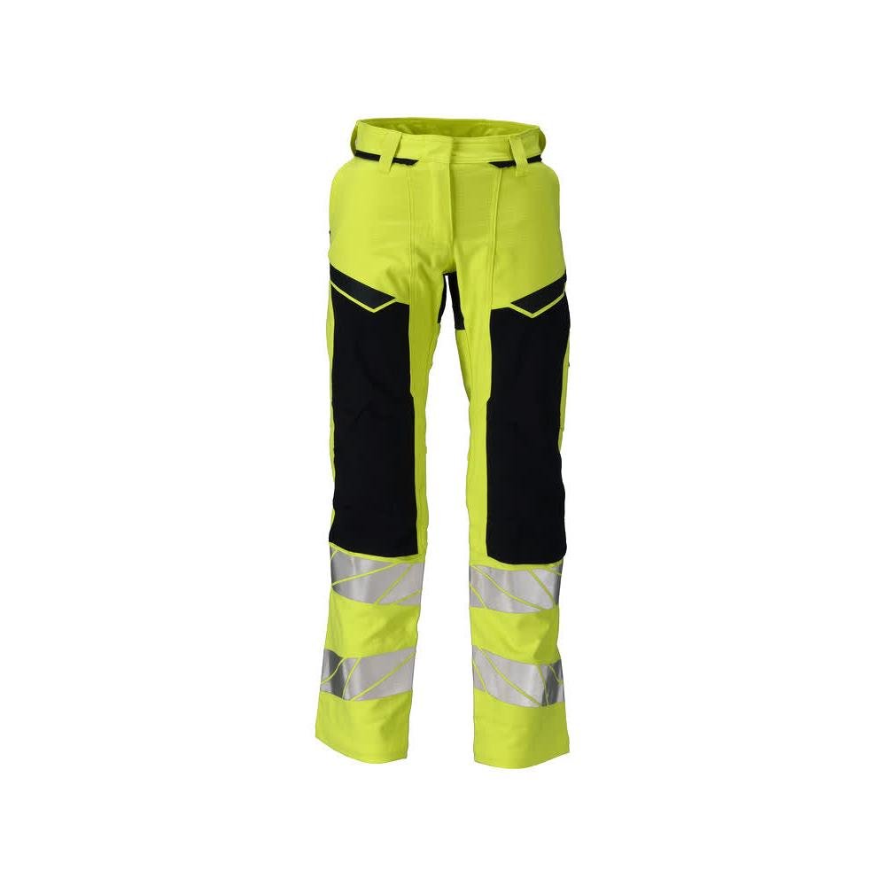 Nohavice, dámske, DIAMOND, vrecká na kolenách, strečové nohavice Multisafe, hi-vis žltá/čierno-modrá