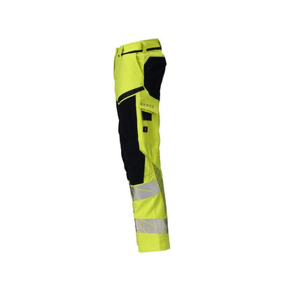 Nohavice, dámske, DIAMOND, vrecká na kolenách, strečové nohavice Multisafe, hi-vis žltá/čierno-modrá
