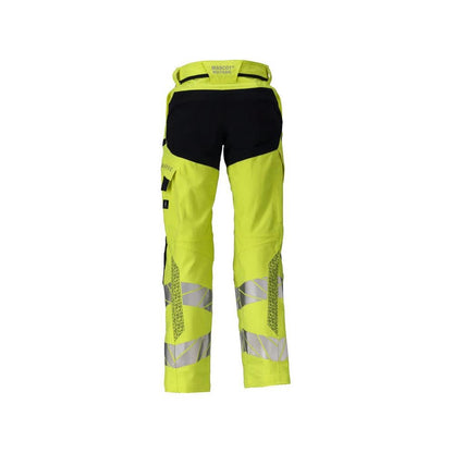 Nohavice, dámske, DIAMOND, vrecká na kolenách, strečové nohavice Multisafe, hi-vis žltá/čierno-modrá