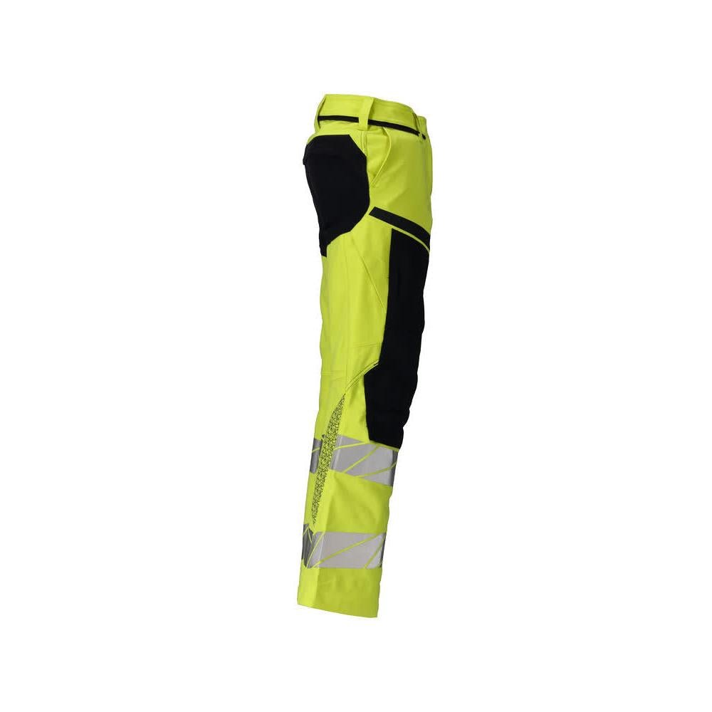 Nohavice, dámske, DIAMOND, vrecká na kolenách, strečové nohavice Multisafe, hi-vis žltá/čierno-modrá