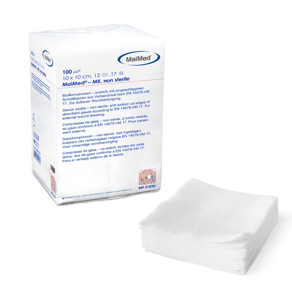 MaiMed-MK-nesterilné gázové obklady 100 kusov/papierové vrecko