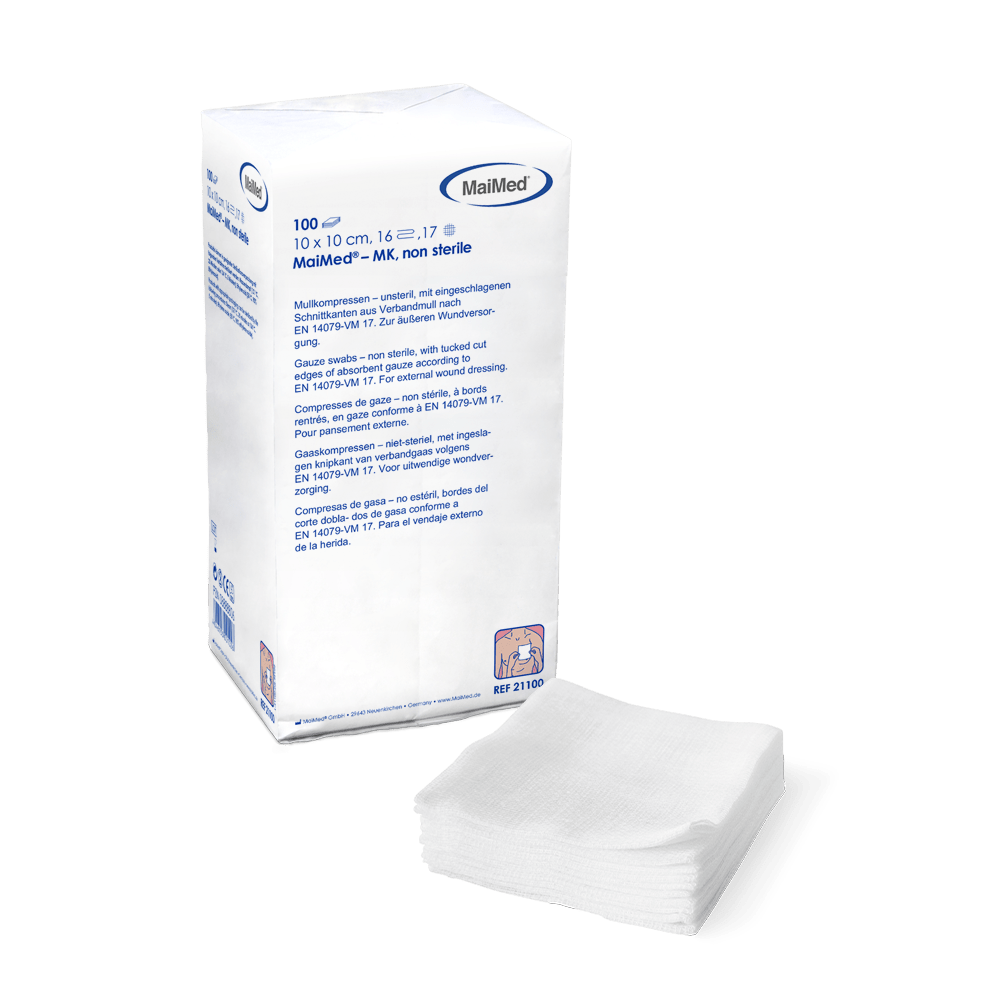 MaiMed-MK-nesterilné gázové obklady 100 kusov/papierové vrecko