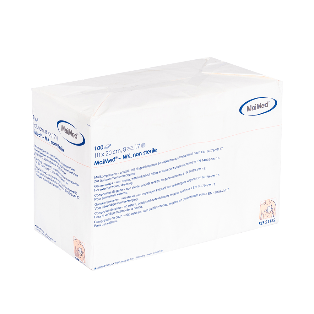 MaiMed-MK-nesterilné gázové obklady 100 kusov/papierové vrecko
