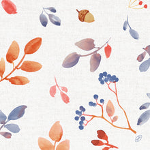 Duni GmbH Servietten 40x40 4-lagig Klassik Autumn Gradient, Packung mit 50 Stück. Aquarell-Motiv aus orange-roten Blättern, Beeren und Eicheln auf weißem Hintergrund mit herbstlichem Farbverlauf. Ideal für festliche Anlässe.