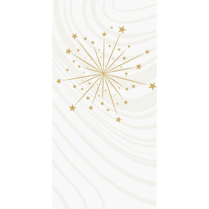 Zlaté hviezdne nebo a abstraktné línie na bielej robia z servítok Bio-Dunisoft 40x40cm 1/8F od spoločnosti Duni GmbH štýlovú a udržateľnú voľbu pre každý stôl.