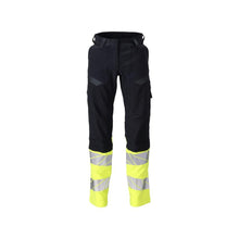 Nohavice, dámske, DIAMOND, vrecká na kolenách, strečové nohavice Multisafe, čierna modrá/hi-vis žltá