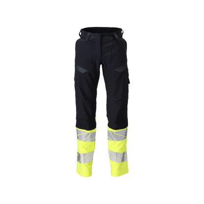 Nohavice, dámske, DIAMOND, vrecká na kolenách, strečové nohavice Multisafe, čierna modrá/hi-vis žltá