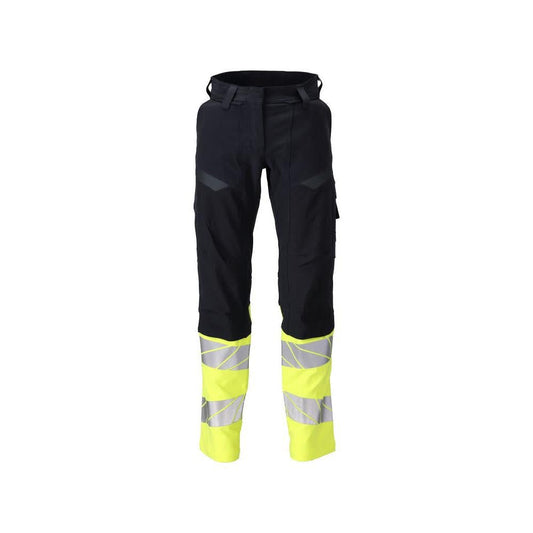 Nohavice, dámske, DIAMOND, vrecká na kolenách, strečové nohavice Multisafe, čierna modrá/hi-vis žltá