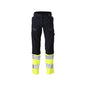 Nohavice, dámske, DIAMOND, vrecká na kolenách, strečové nohavice Multisafe, čierna modrá/hi-vis žltá