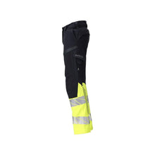 Nohavice, dámske, DIAMOND, vrecká na kolenách, strečové nohavice Multisafe, čierna modrá/hi-vis žltá