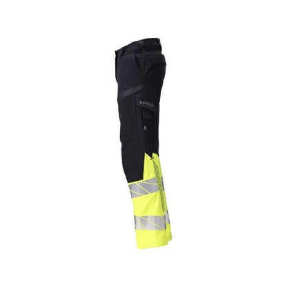 Nohavice, dámske, DIAMOND, vrecká na kolenách, strečové nohavice Multisafe, čierna modrá/hi-vis žltá