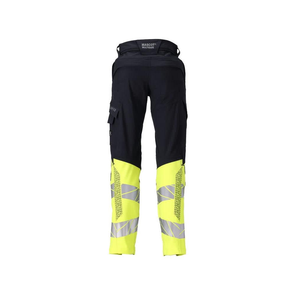 Nohavice, dámske, DIAMOND, vrecká na kolenách, strečové nohavice Multisafe, čierna modrá/hi-vis žltá