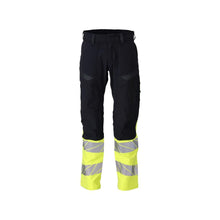 Nohavice, vrecká na kolenách, nohavice ULTIMATE STRETCH Multisafe, čierna modrá/hi-vis žltá