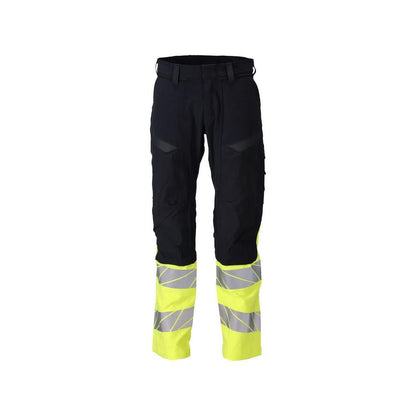Nohavice, vrecká na kolenách, nohavice ULTIMATE STRETCH Multisafe, čierna modrá/hi-vis žltá