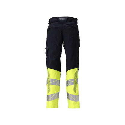 Nohavice, vrecká na kolenách, nohavice ULTIMATE STRETCH Multisafe, čierna modrá/hi-vis žltá
