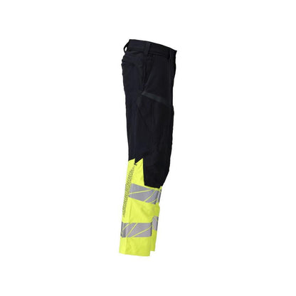 Nohavice, vrecká na kolenách, nohavice ULTIMATE STRETCH Multisafe, čierna modrá/hi-vis žltá
