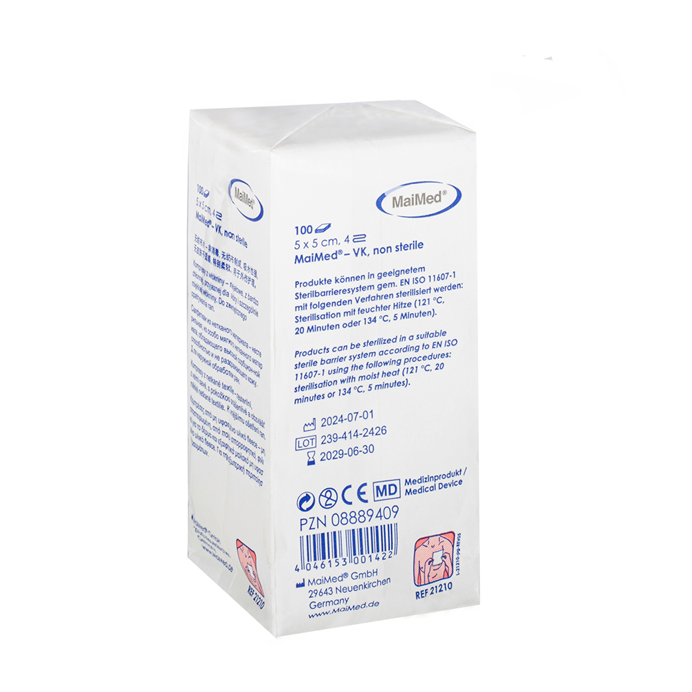 MaiMed-VK nesterilné fleecové obklady 100 kusov/papierové vrecko
