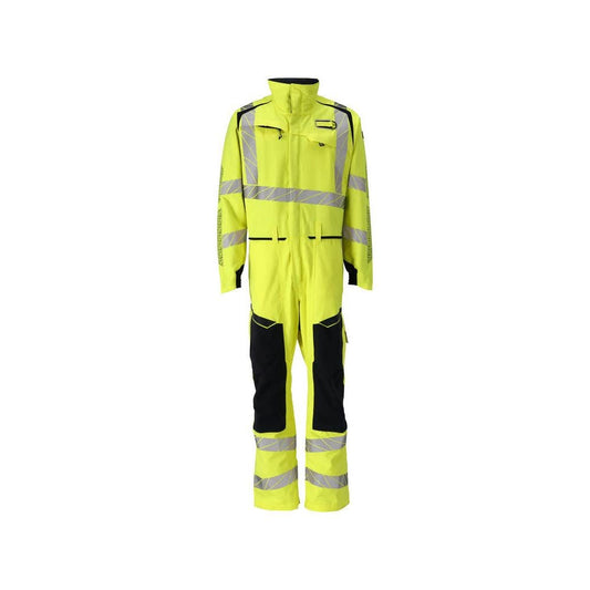 Overal, vrecká na kolenách, strečové vložky v kombinácii Multisafe, hi-vis žltá/čierno-modrá