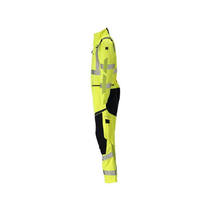 Overal, vrecká na kolenách, strečové vložky v kombinácii Multisafe, hi-vis žltá/čierno-modrá