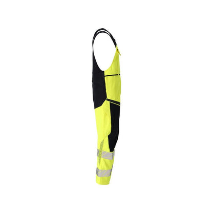 Montérky, vrecká na kolenách, strečové vložky Montérky Multisafe, hi-vis žltá/čierno-modrá