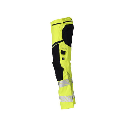 Nohavice s vreckami na kolenách, strečovými vložkami Nohavice Multisafe, hi-vis žltá/čierno-modrá