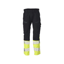Nohavice s vreckami na kolenách, strečové vložky Nohavice Multisafe, čierna modrá/hi-vis žltá