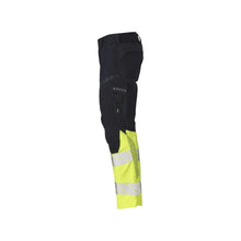 Nohavice s vreckami na kolenách, strečové vložky Nohavice Multisafe, čierna modrá/hi-vis žltá