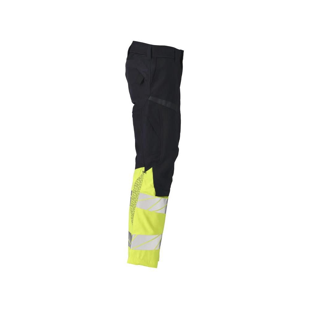 Nohavice s vreckami na kolenách, strečové vložky Nohavice Multisafe, čierna modrá/hi-vis žltá