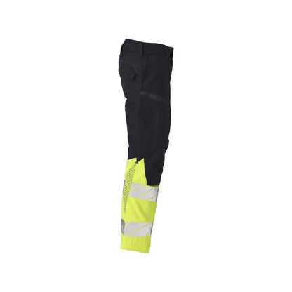 Nohavice s vreckami na kolenách, strečové vložky Nohavice Multisafe, čierna modrá/hi-vis žltá