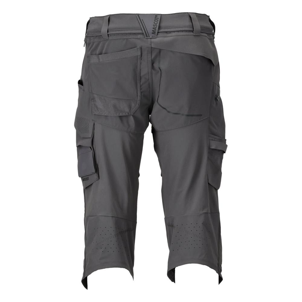 Trojštvrťové nohavice, vrecká na kolenách, strečové trojštvrťové nohavice, antracitovo sivé